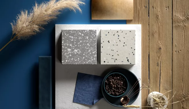 HIMACS präsentiert erstmals Terrazzo-Look mit zwei neuen Farben