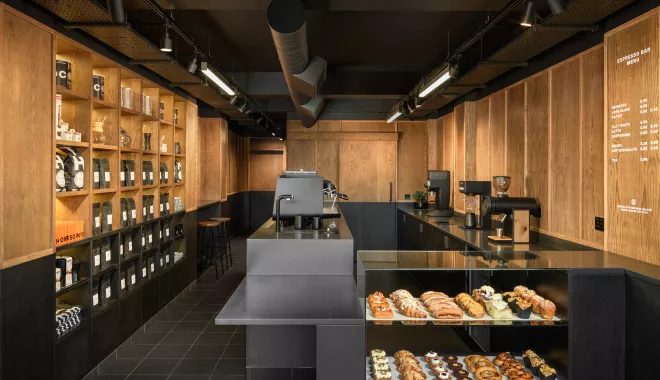 HIMACS crea uno stile ricercato e definito per lo store Thomson’s Coffee di Glasgow 