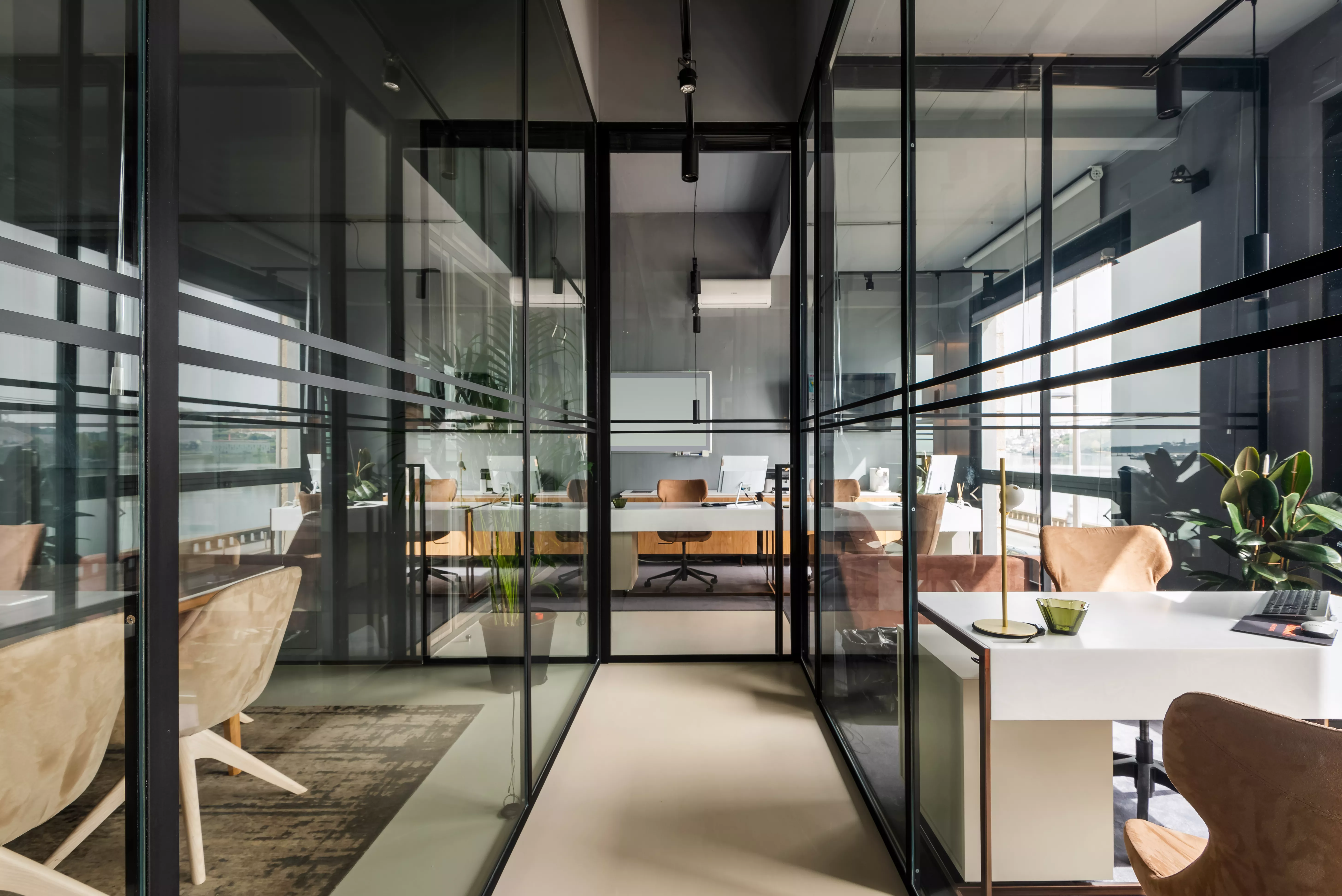 The ethereal aesthetics of HIMACS Pavia in a chic, industrial office design