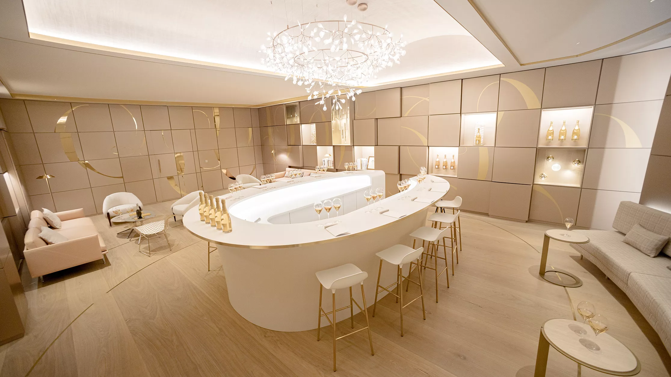 A majestic HIMACS bar counter for Roederer Champagne