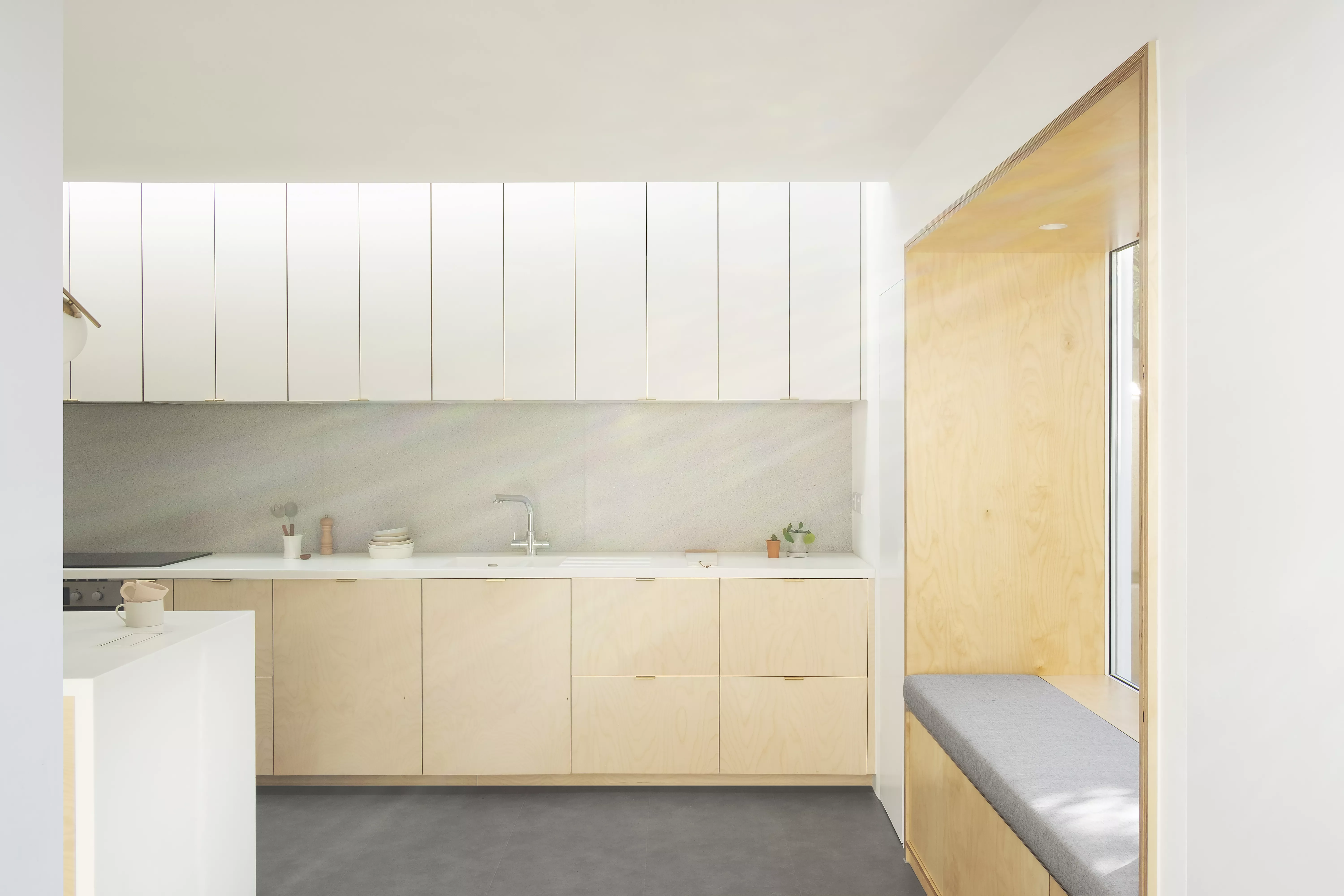 A dreamy minimalist kitchen with HIMACS elements in the Nook House